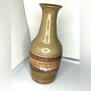 Ed Schrock 10” Pottery Vase w/ JOB 19:25 Bible Verse SIGNED Vintage